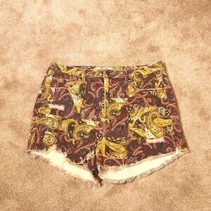 Free People We the Free Vintage Paisley Curvy High Rise Shorts Size 34 US 18
